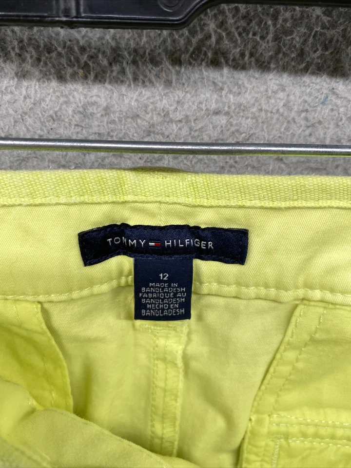 Tommy Hilfiger 女式卷帘标签霓虹绿裤子 12 码 — 第 4/4 张图片