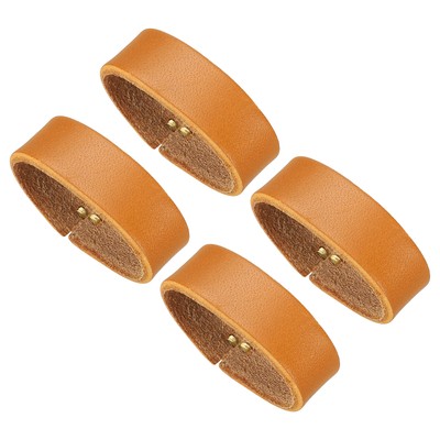 4 Pcs Leather Loop Keeper Belt Keeper for 1.6''/1.7'' Wide Belts Earthy Yellow