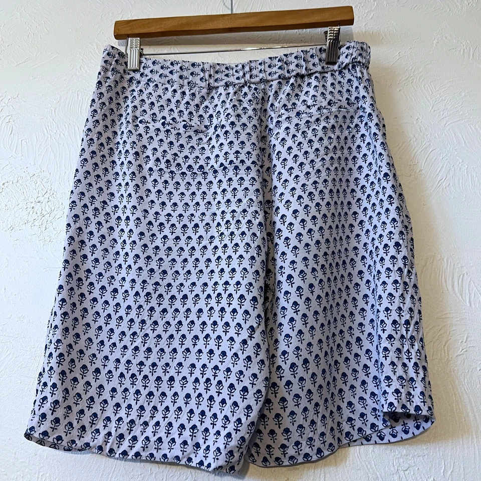 Pantalones Cortos Rebecca Taylor Ditsy Estampado Tulipán Azul Blanco Bermudas Informales Talla 6 Foto 3 de 4