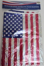 Patriotic Holographic American Flags Garland 4th of July USA 12-ft