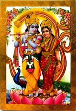 13x9cm.RADHA KRISNA Vishnu Narayana Lakshmi Hindu God Goddess Mahabharat picture