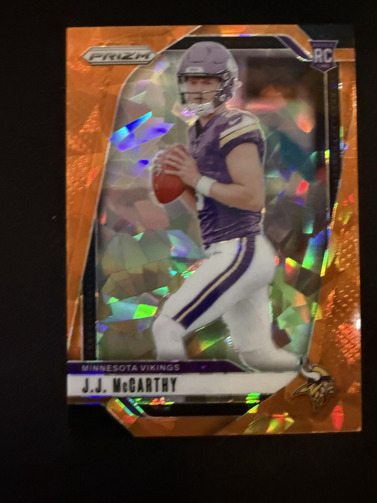 #400 J.J. McCarthy 2024 Panini Prizm RC Rookie Minnesota Vikings Orange Ice