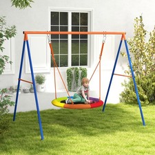 Kids Swing Set, Nest Swing Seat with A-Frame Structure for Outdoor Use