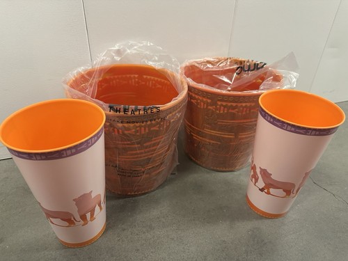 AMC Disney MUFASA The Lion King TWO SETS of Popcorn Buckets Lights Up Cups Combo