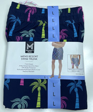 Member's Mark Men's L Resort Swim Trunk Blue Lined Pockets Stretch UPF 50 7" NWT