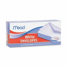 Mead #10 Security Business Envelopes,Gummed Seal,White,Made in USA (10 Count)