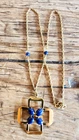 WINARD Gold Filled Lapis Cross Pendant Necklace 18" Vintage 1/20th 12 KGF