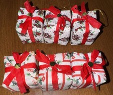 Set 6 Ornaments Decorations Christmas Present Gift Box Candy Cane And Bells