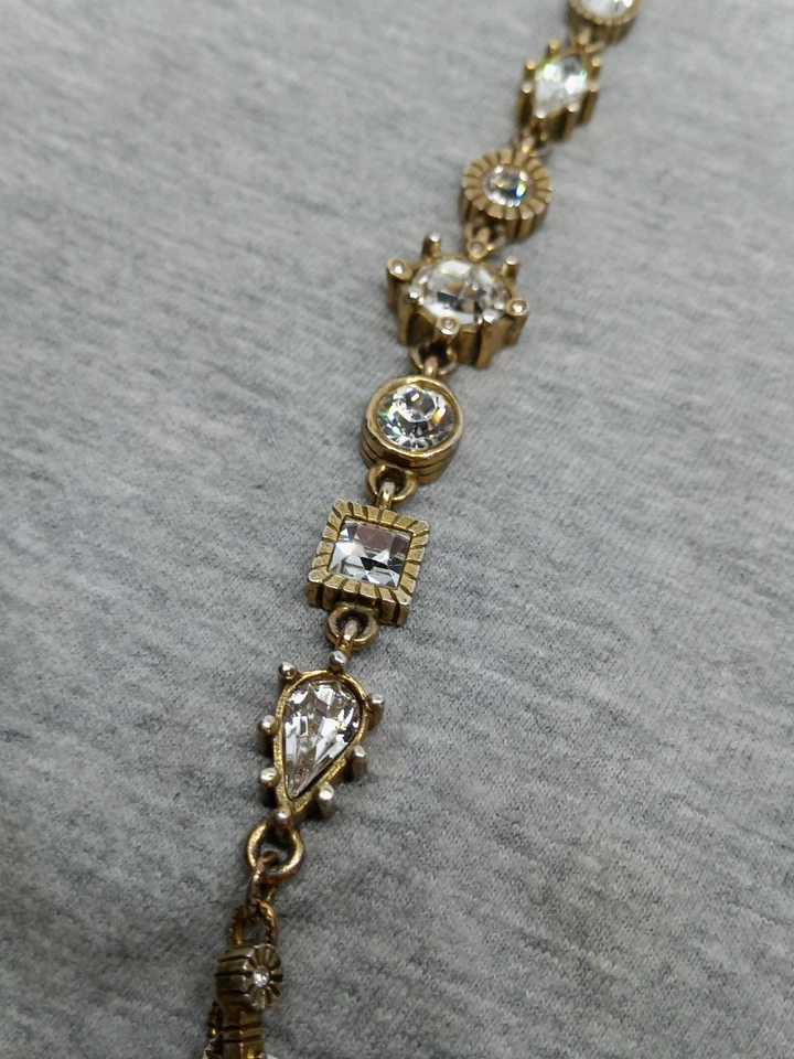 Vtg 2001 Patricia Locke Gold Plated Pewter Swarovski Crystals Bracelet Sigsned - Image 4 of 4