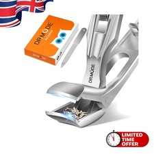 Wide Jaw Angled Nail Clippers for Seniors - Effortless Thick Nail Care in Silver