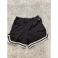 DSG Girls Performance Mesh Shorts Pure Black White Stripe Mid Rise Size L NEW