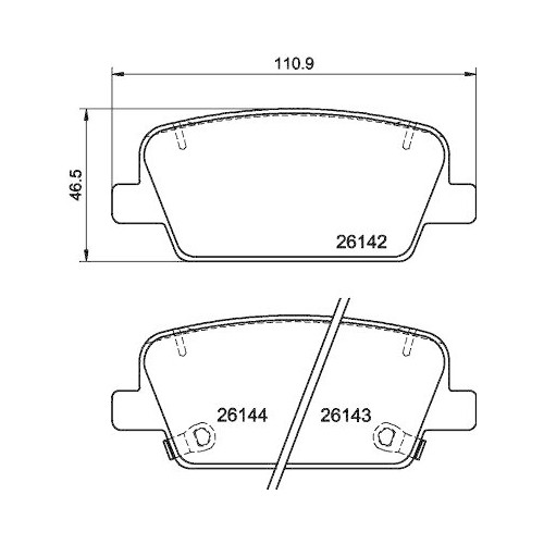 Kit plaquettes de frein Hella 8DB 355 040-081 pour frein à disque Hyundai Kia