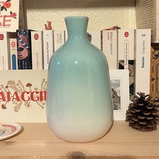 Vase céramique bleu et blanc  H 21 cm L 7 cm Atmosphera