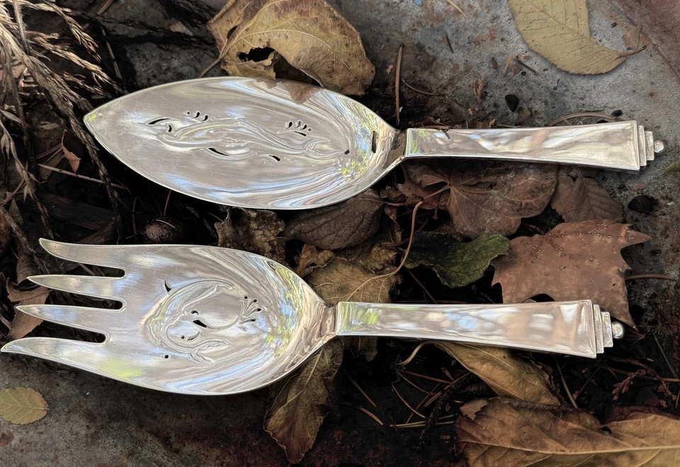 VTG STERLING SILVER Georg Jensen PYRAMID FISH SERVING DANSIH Mid Century Modern - Image 2 of 4