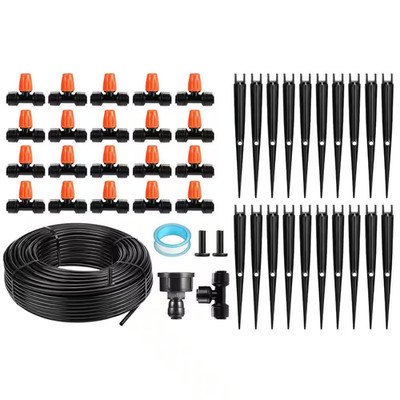 75FT Drip Irrigation System Easy Assemble Quick Plug Adjustable Spray Garden Wat
