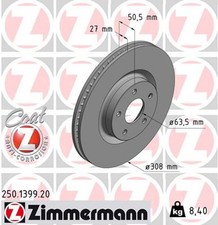 2x ZIMMERMANN Bremsscheibe COAT Z 250.1399.20 für FORD FOCUS 4 HN Turnier HP 3