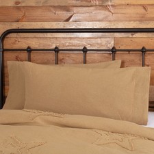 VHC Brands Farmhouse King Pillow Case Set of 2 Tan Burlap Natural Bedroom Decor