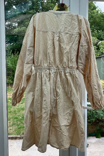 Ladies Ivory Cotton Linen Blend Long Sleeve Long Dress Size 18 - Picture 2 of 7