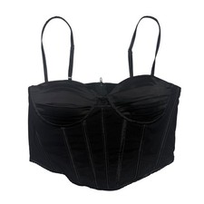 Say What Black Corset Top Womens M Bustier Sleeveless Zip Up Tank Crop Going Out