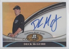 2011 Bowman Platinum Prospect Gold Refractor 21/50 Deck McGuire #BPA-DM Auto 0s3