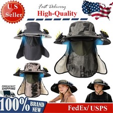 Solar Powered Fan Hat for Men Women Wide Brim Hat with 2 Fans UPF50 Outdoor