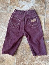 True Vintage 50s 60s Wrangler Sanforized Denim Shorts Misses Capri 12 Maroon VTG