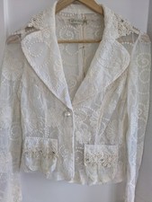 Vintage style ivory blazer with intricate lace embroidery size sm from ICE CUBE