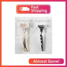 LUEXBOX 2 Pack Razor Holder with Cover for Shower Wall, Self Adhesive Razor Stan