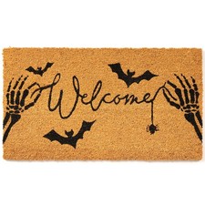 Halloween Welcome Door Mat - 30"x17" Skeletal Hand Coir Front Doormat With An...