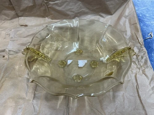Vintage Fostoria Baroque Yellow Depression Glass Bowl Rare