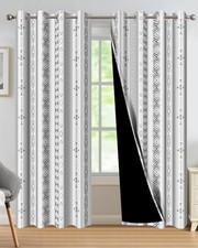 Boho Geometric Blackout Curtains 84 Inch Length 52"W x 84"L Pack of 2 Grey