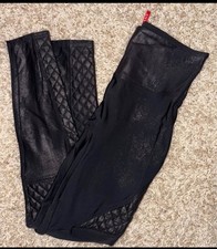 Spanx Quilted Faux Leather Leggings Black Size M