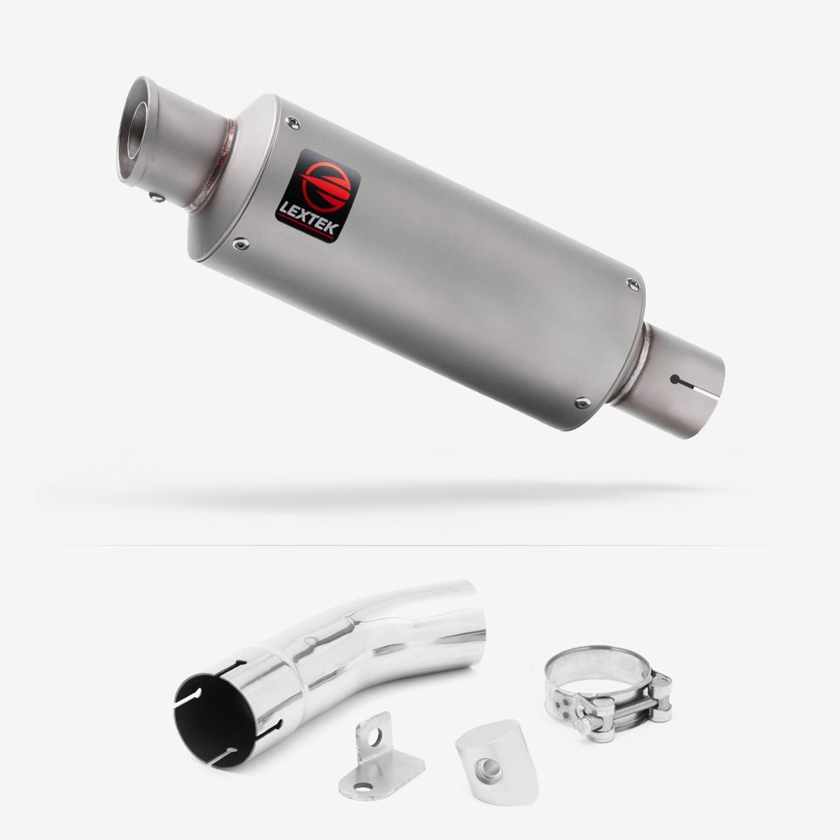 Lextek Stainless Steel GP1 Matt 240mm Exhaust with Link Pipe Silencer Polished