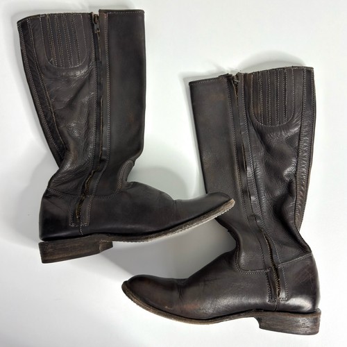 BED STU Cobbler Series Tall Leather Riding Boots Zipper Buckle Brown size 7 - Picture 4 of 9