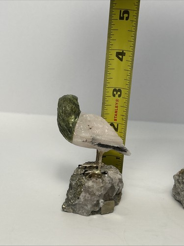 Carved Stone Birds on Quartz (4) Different Species Colorful Unique Different - Picture 19 of 19