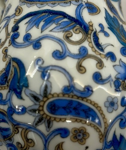 Vtg Lefton China Hand Painted Blue Paisley Creamer With Gold Trim, 3.75” Tall - Bild 8 von 8