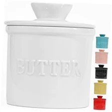 PriorityChef French Butter Crock with Lid, Keep Butter Spreadable & White