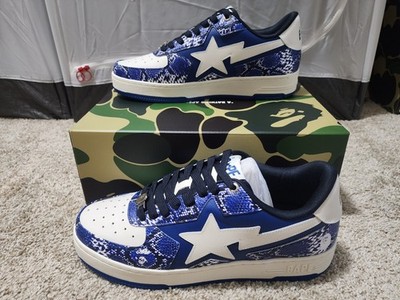 A Bathing Ape BAPE STA Sneakers 1K70191329 Blue Snakeskin Mens Shoe Size 12 NEW