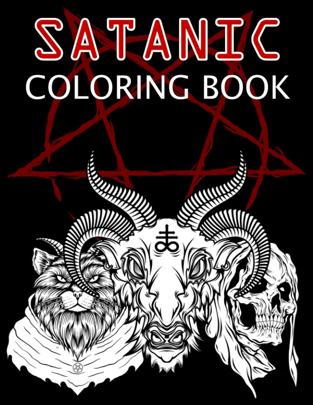 Satanic Coloring Book: Baphomet, Ouroboros, Lucifer, Black Goat, Witches, Antic