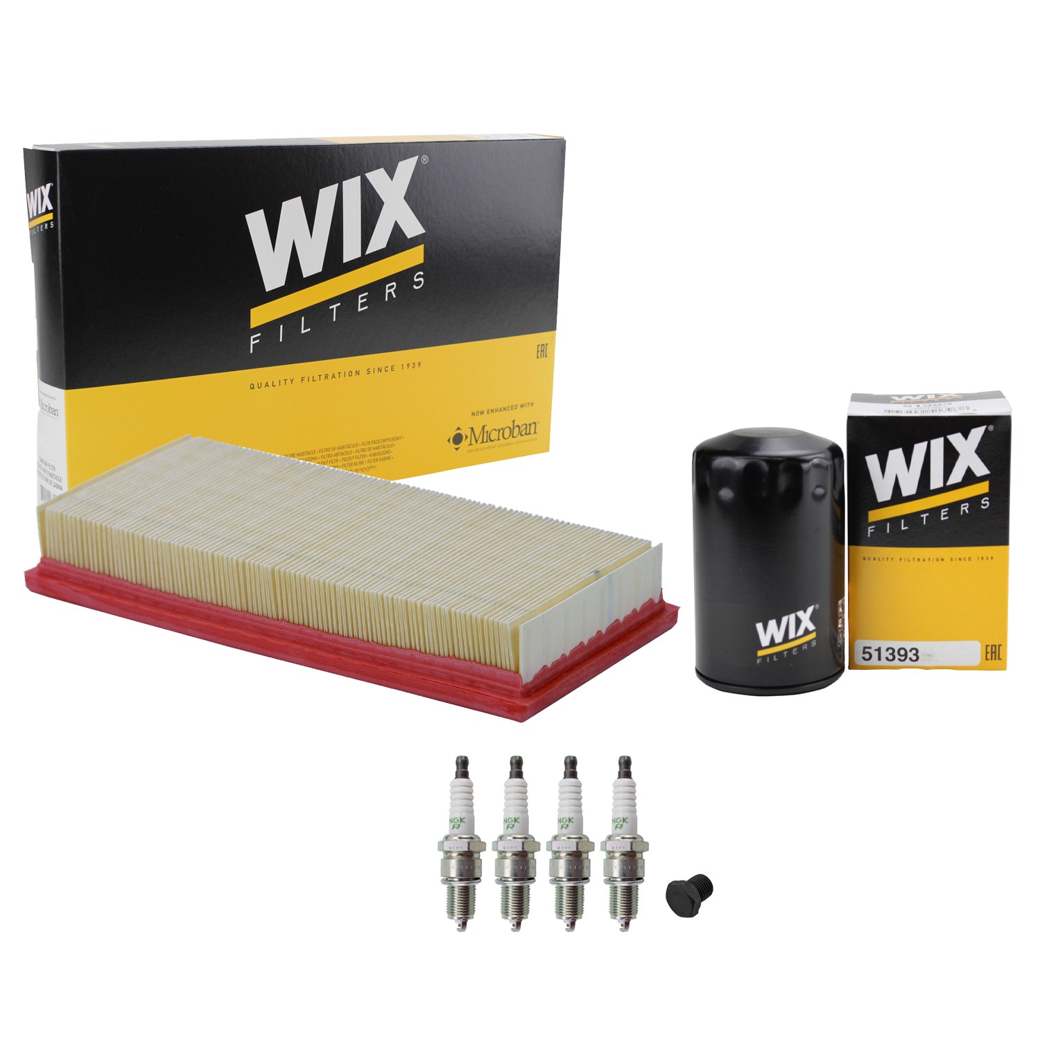 Wix Engine Air Oil Filters  NGK 4 V-Power Spark Plugs Kit for Audi 4000 Fox L4