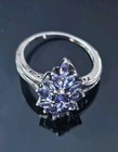 925 STS Stamped: 13 Tanzanite Color Floral/Sunburst Styled Gems Sterling Ring — photo 1