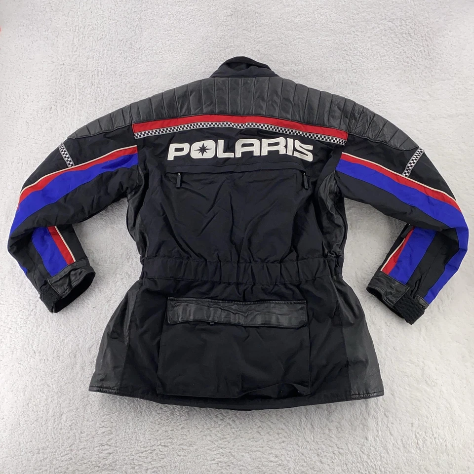 Vtg Polaris Leather-Tex High Performance Padded Jacket Ski Racing Thermolite M - Image 3 of 4