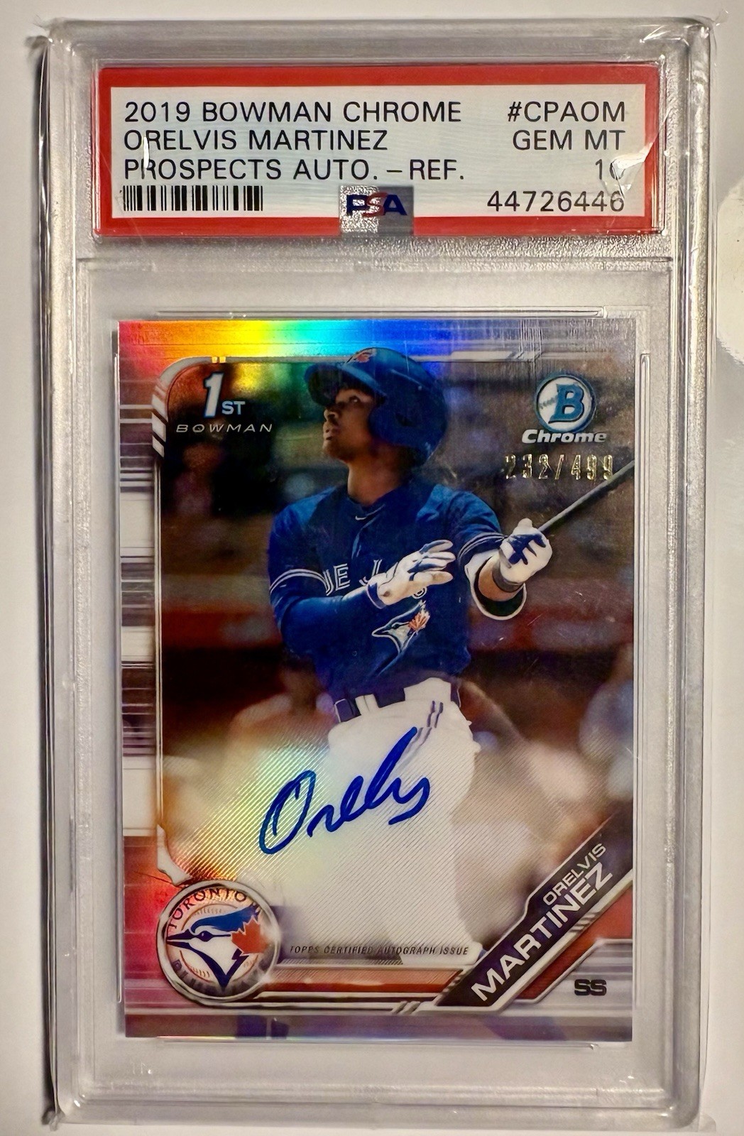 Orelvis Martinez Rookie Auto 2019 Bowman Chrome Refractor Prospects RC PSA 10 💎