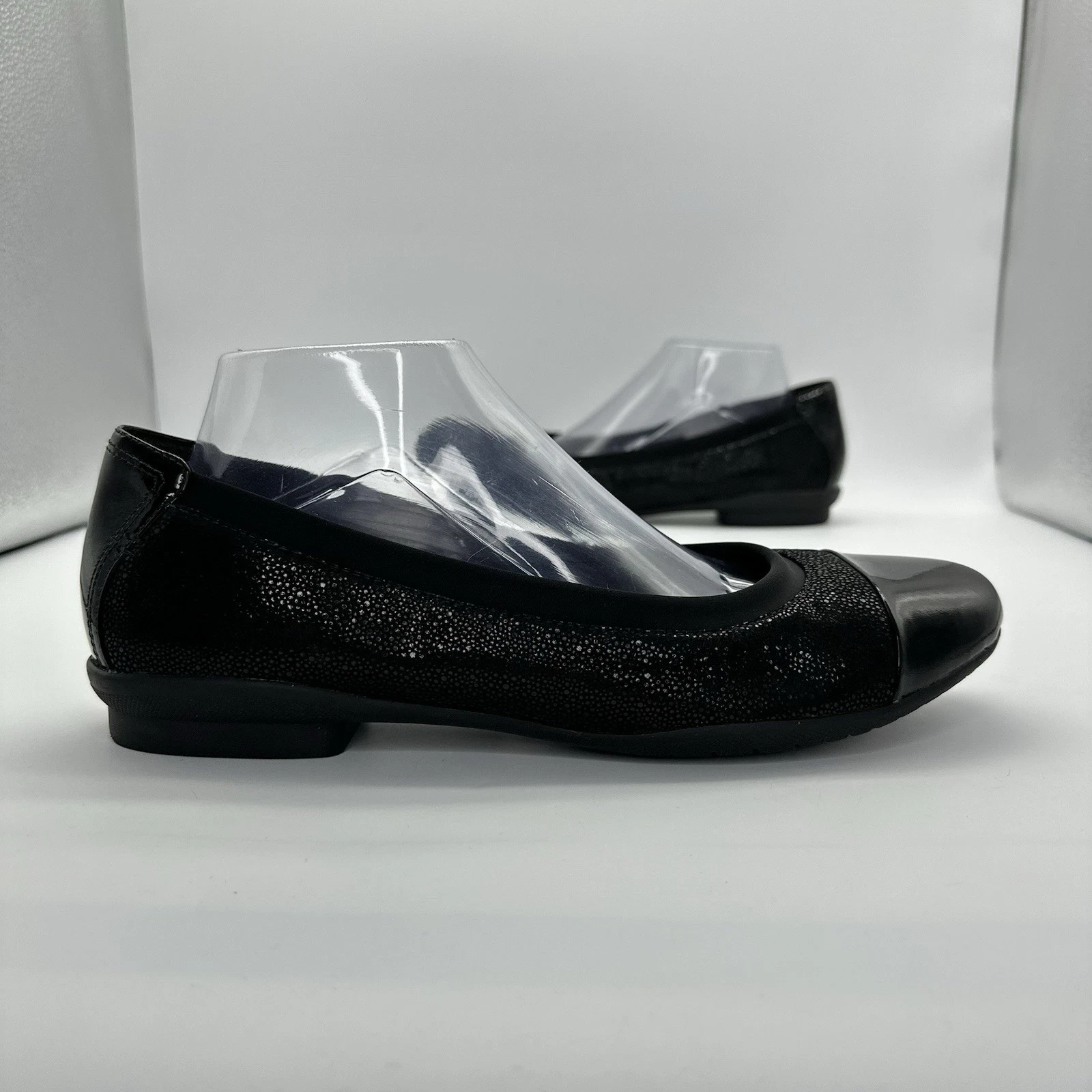 Ballerine Clarks Neenah da Giardino Slip On Donna 10 W Nero Pelle Tessuto