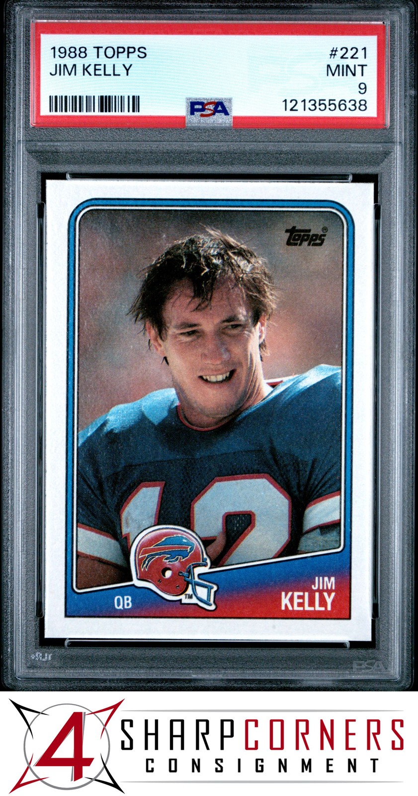 1988 TOPPS #221 JIM KELLY BILLS HOF PSA 9