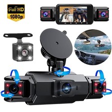 4 Channel Dash Cam 360  Dash Camera FHD 1080P Front Rear Inside Driving Recorder