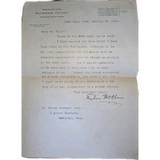 1913 Justice Emlin McClain Signed Letter to Historian Albert Bushnell Hart