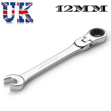 Image of 12mm Flexi Head Ratchet Spanner Combination Ring Open End Wrench Flex 72 Teeth