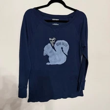 Old Navy Women’s XL Navy Graphic Thermal Top GUC