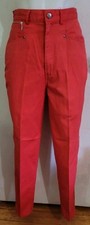 Vintage 80s Tomato Red Gitano Pants Size 8 Zipper Pocket Oversized Pockets